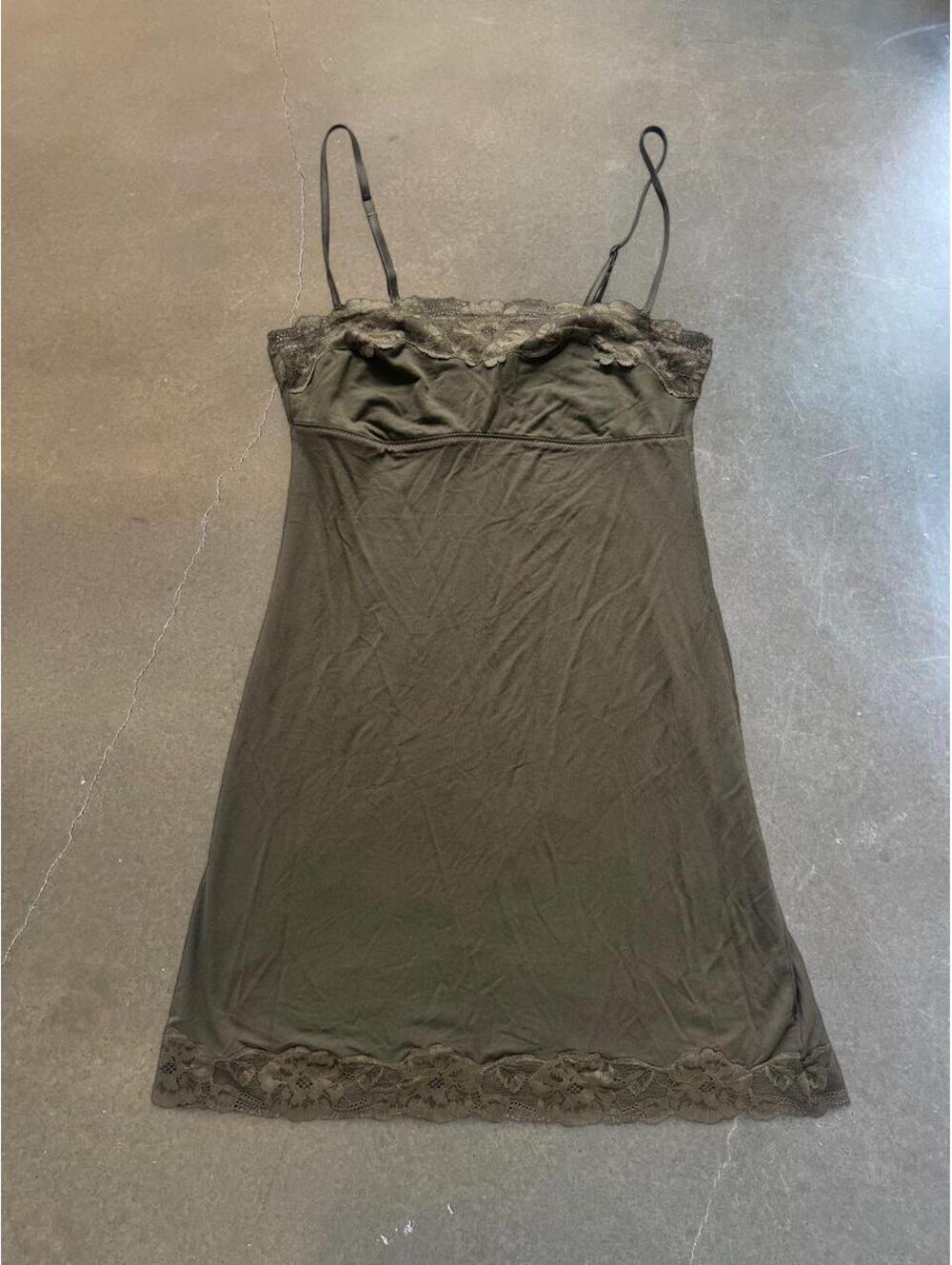 Victoria’s Secret Y2K Lace Trim Mini Dress | XS | Olive Green